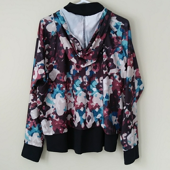 Xersion Hooded Zip Up Layered Look Athletic Jacket XL Black Multicolor - Picture 7 of 16